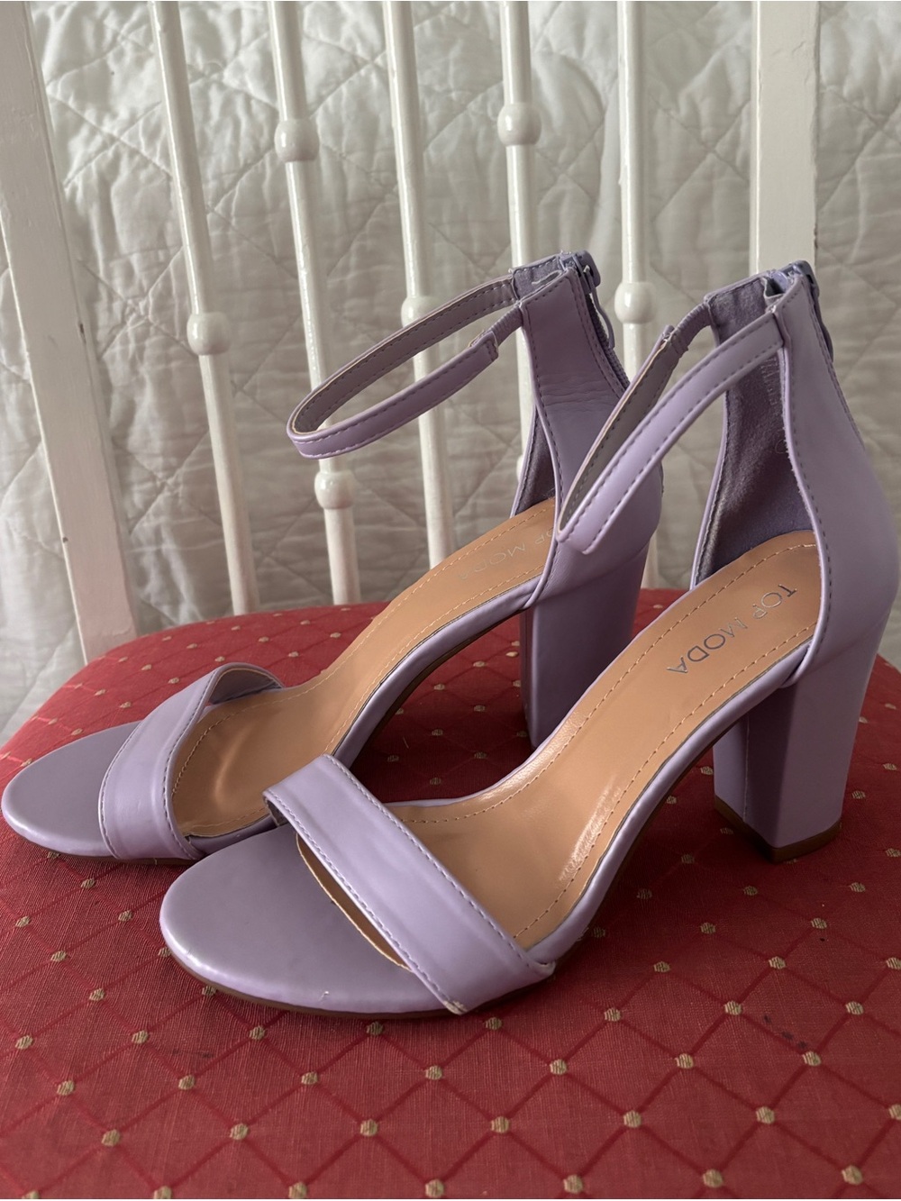 Top Moda Lavender Block Heel Sandals